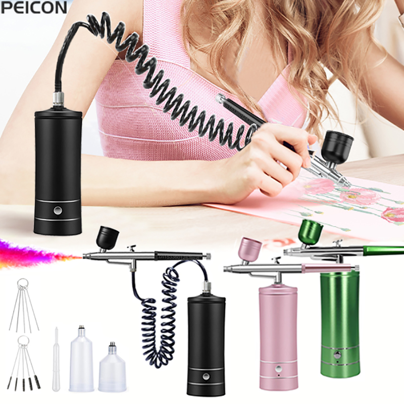 Airbrush Kit With Mini Compressor - البخاخة اللوحة البخاخة مع ضاغط مسدس