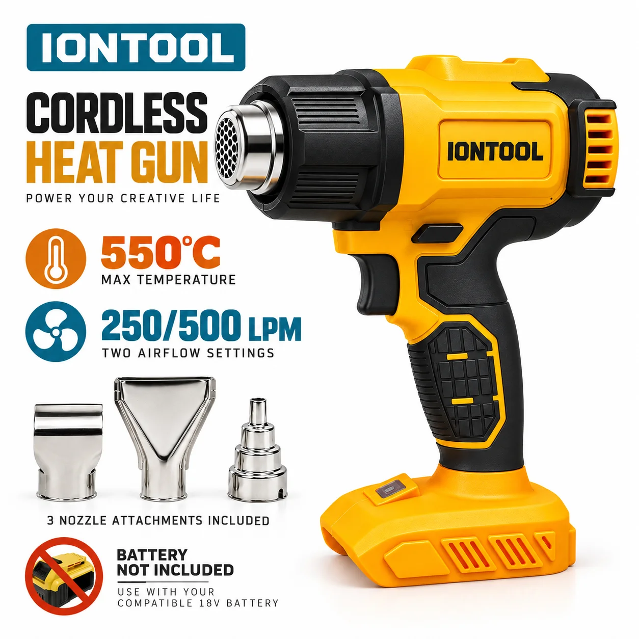 Cordless Heat Gun For Shrink Tubing - مسدس حراري لاسلكي بدون فرشاة من