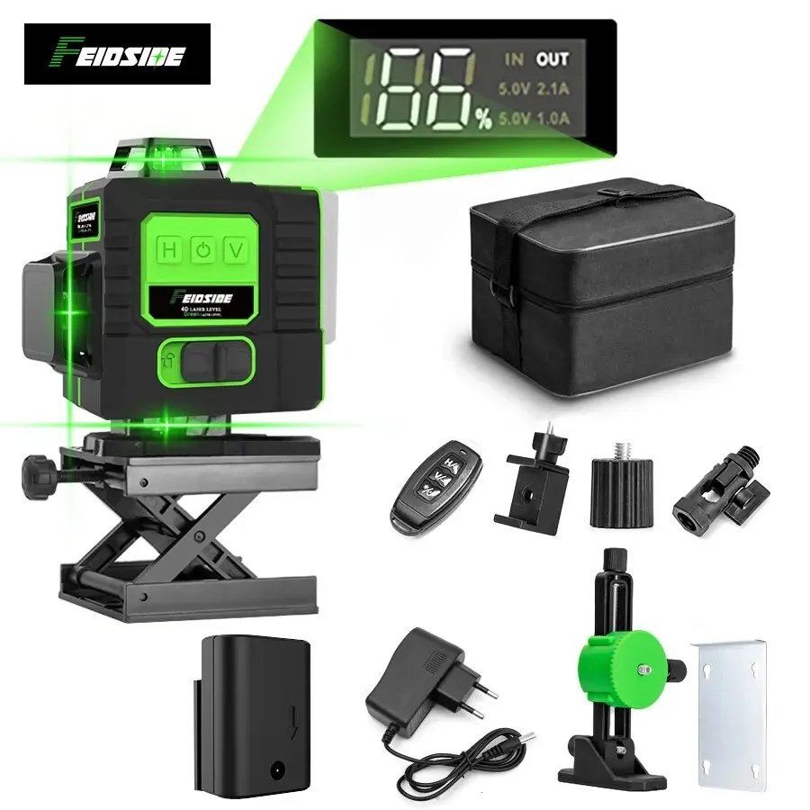 خطوط FEIDSIDE خط أخضر بمستوى ل - مراجعة Laser Level 16 Lines 4D Green وسعره