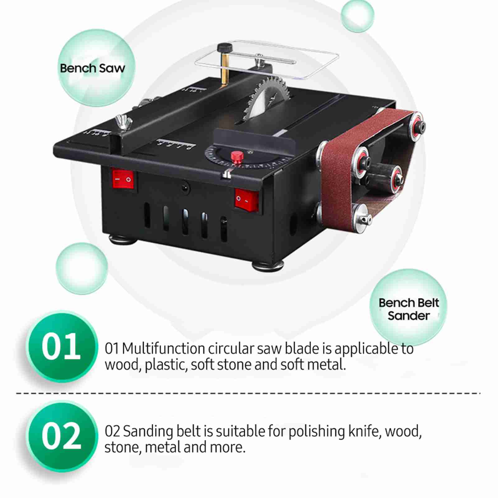 منشار صغير 200 وات وصنفرة حزام - مراجعة Mini Table Saw For Woodworking وسعره