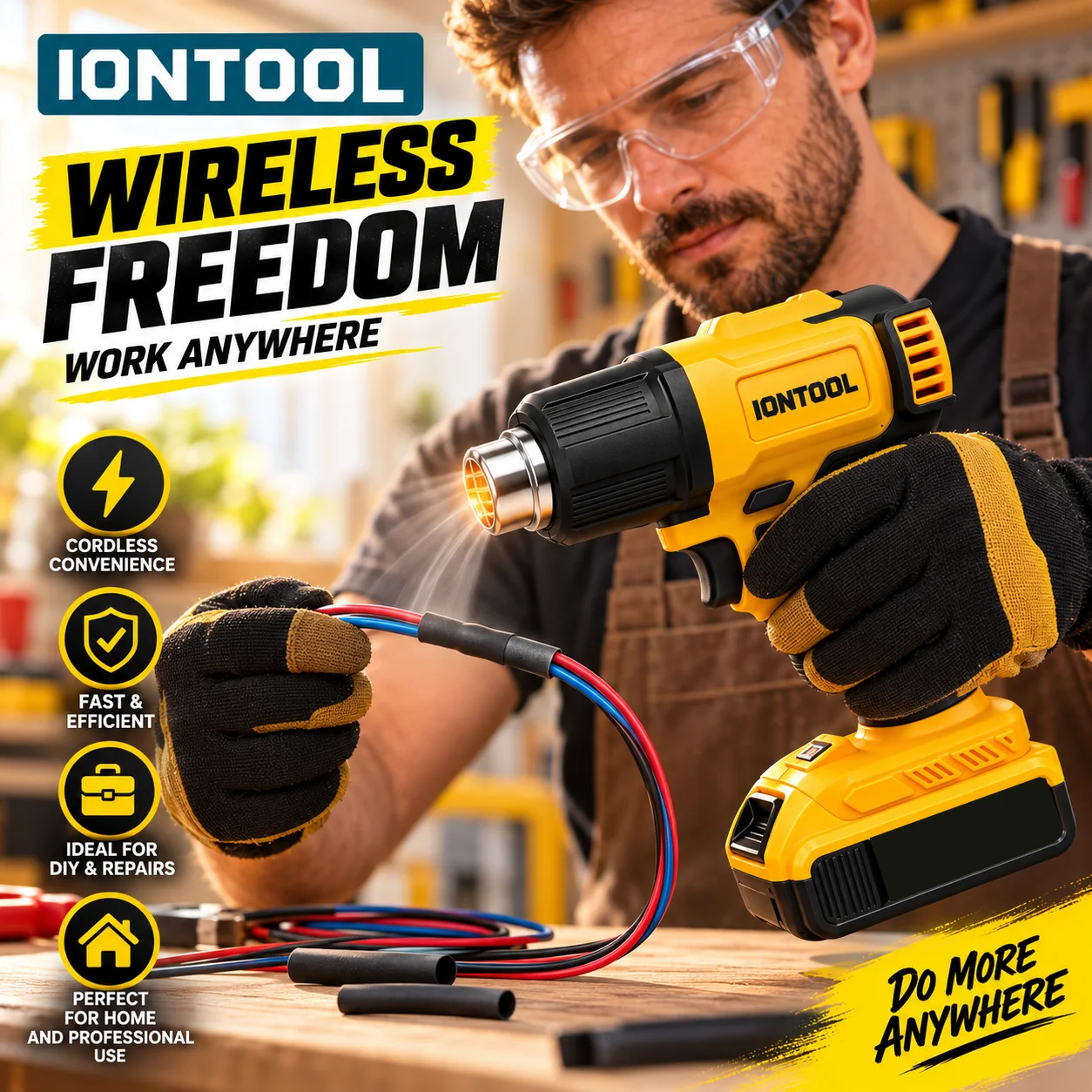 مسدس حراري لاسلكي من IONTOOL 5 - مراجعة Cordless Heat Gun For Shrink Tubing وسعره