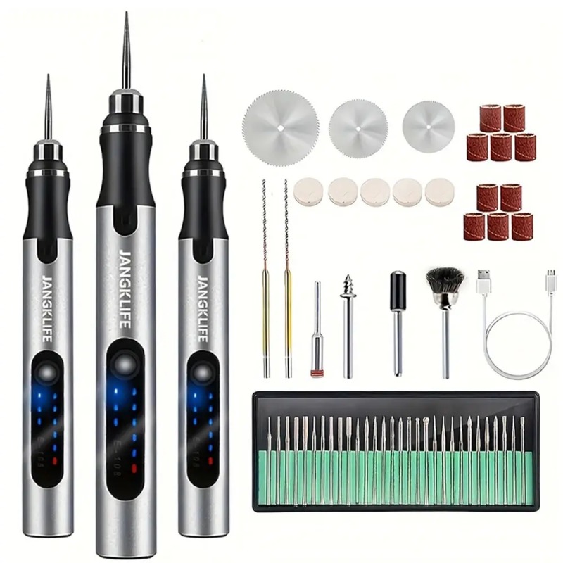 قلم نقش كهربائي USB مجموعة أدو - مراجعة Cordless Rotary Tool Kit Accessories وسعره