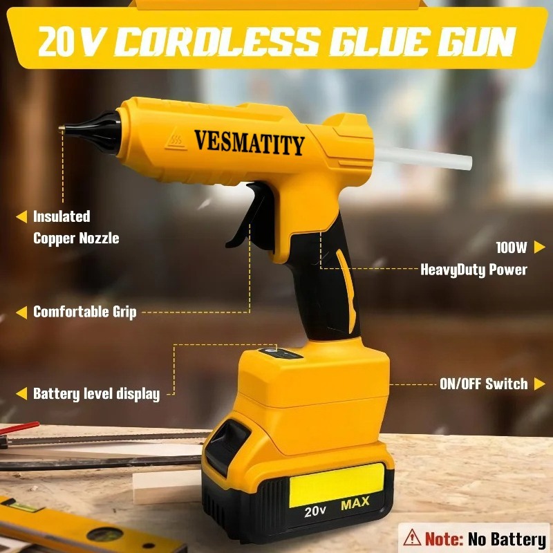 مسدس غراء كهربائي من VESMATITY - مراجعة Hot Melt Glue Gun Cordless وسعره