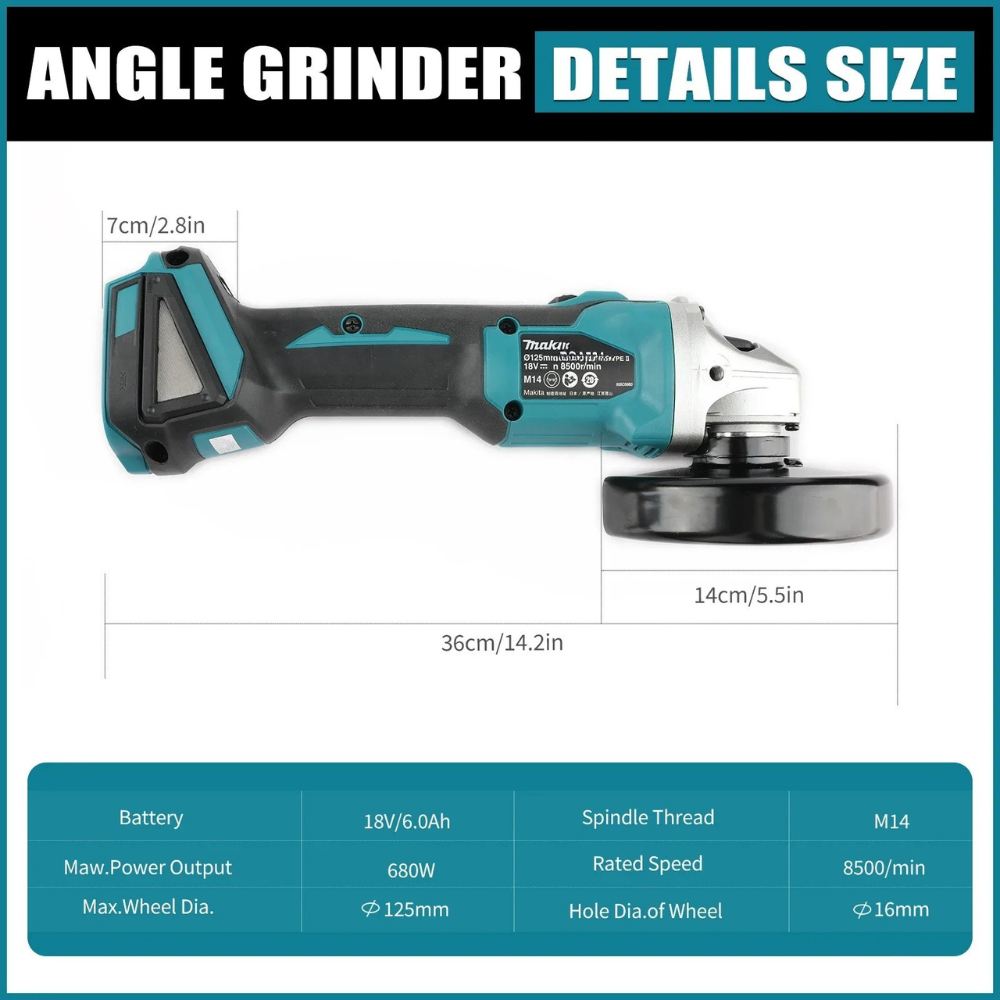 ماكيتا DGA404 125 مم 18 فولت ج - مراجعة Brushless Angle Grinder Battery Powered وسعره